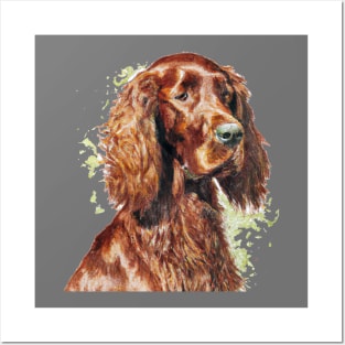 Watercolor Irish Setter - Dog Lovers Posters and Art